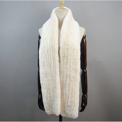 Hot Sale Long Style Real Genuine Rex Rabbit Fur Scarf Winter Knitted 2025