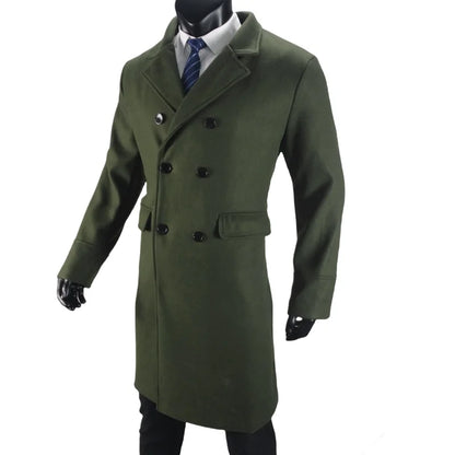 Men Long Double-breasted Coat 2025