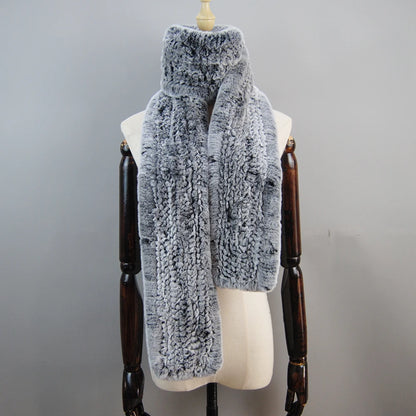 Hot Sale Long Style Real Genuine Rex Rabbit Fur Scarf Winter Knitted 2025