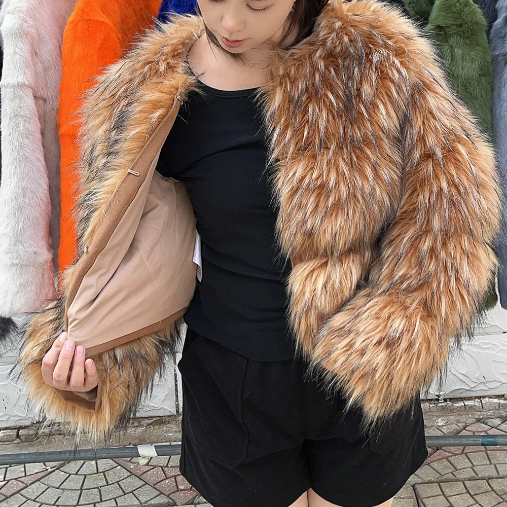 HOOOFUR Faux Fur Coat Women's Jacket Winter Fashion Warm Thick Fox Raccoon Leather 2025