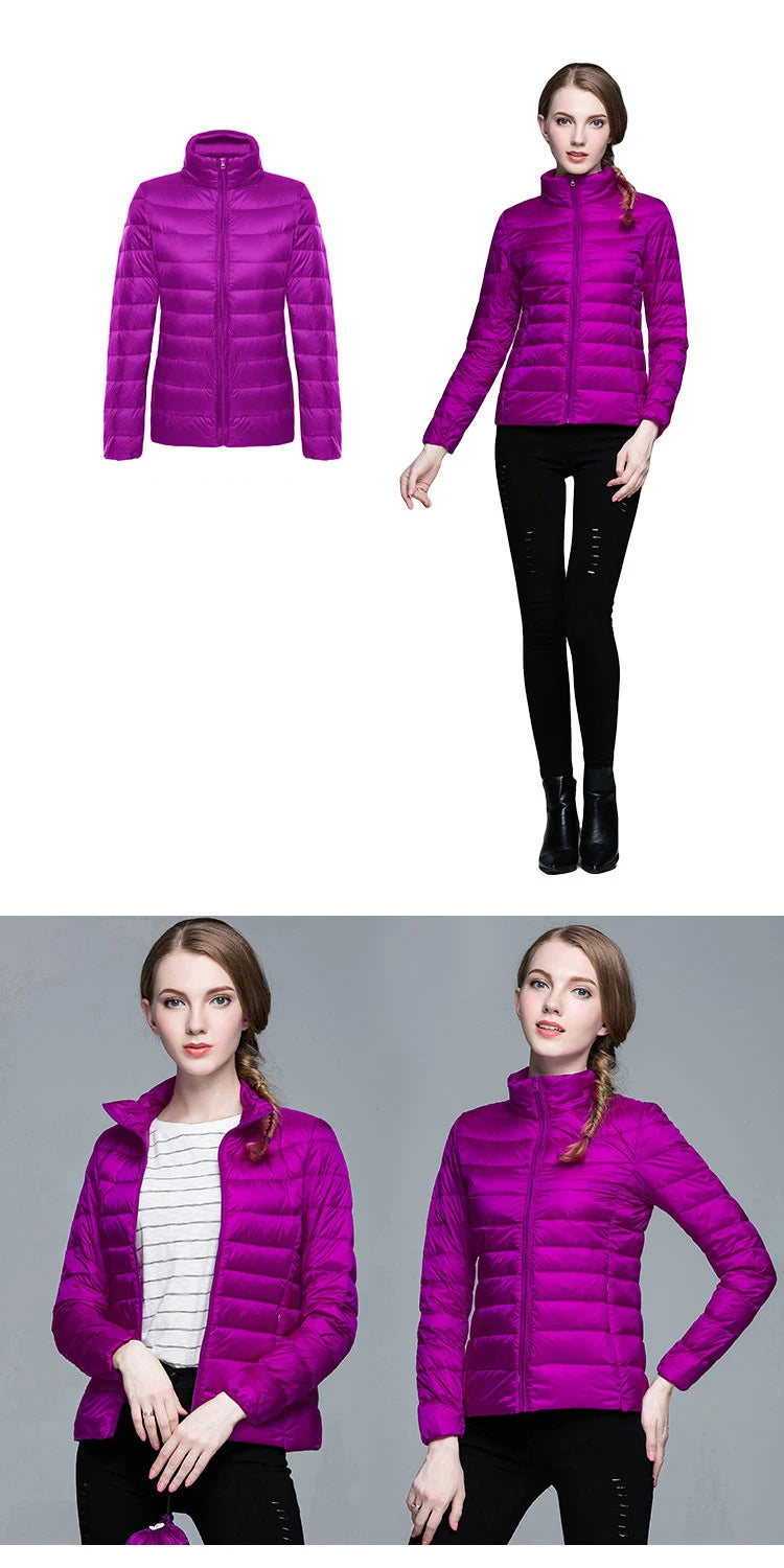 Ultra-light Thin Down Jacket Women 2025 Autumn Winter Slim Short Hooded