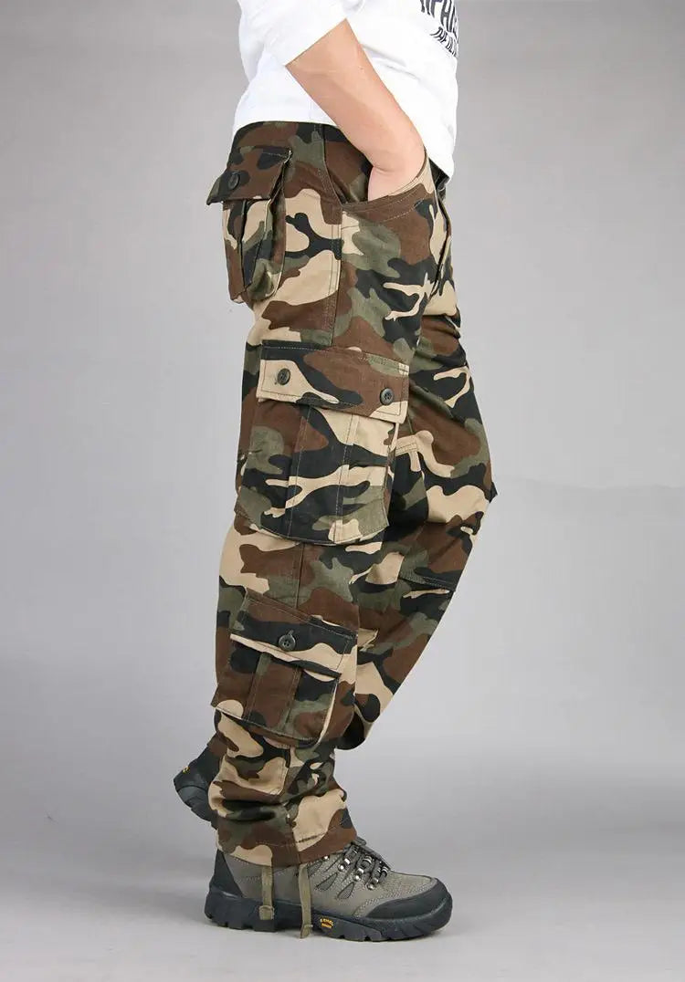 Men's Tactical Camouflage Overalls High-Quality Cotton Multi-Pocket Trousers Sports