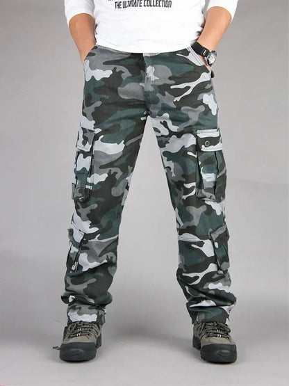 Men's Tactical Camouflage Overalls High-Quality Cotton Multi-Pocket Trousers Sports