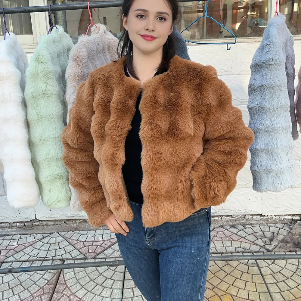 HOOOFUR Faux Fur Coat Women New Style Short Imitation 2025