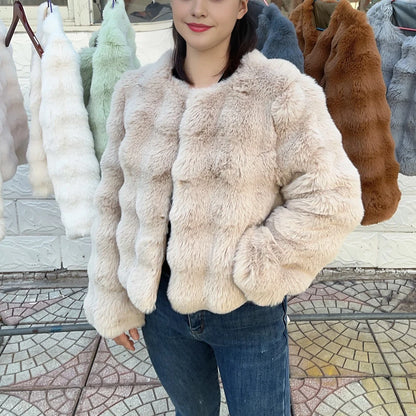 HOOOFUR Faux Fur Coat Women New Style Short Imitation 2025