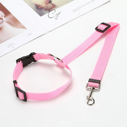 Solid Color Two-in-one Pet Car Seat Belt Nylon Lead Leash Backseat Safety Belt 2025