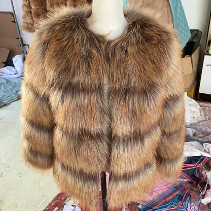 HOOOFUR Faux Fur Coat Women's Jacket Winter Fashion Warm Thick Fox Raccoon Leather 2025