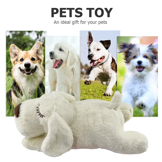 Cute Heartbeat Puppy Plush Toy Behavioral Training Snuggle Anxiety Relief Sleep Aid Doll for Home Pet Dogs