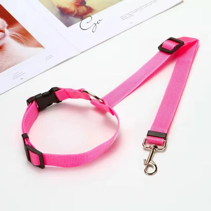 Solid Color Two-in-one Pet Car Seat Belt Nylon Lead Leash Backseat Safety Belt 2025