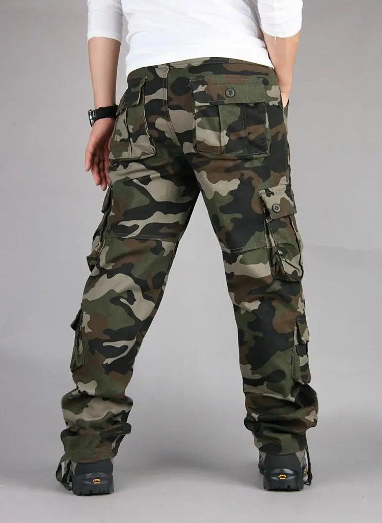 Men's Tactical Camouflage Overalls High-Quality Cotton Multi-Pocket Trousers Sports