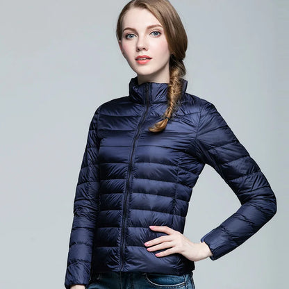 Ultra-light Thin Down Jacket Women 2025 Autumn Winter Slim Short Hooded