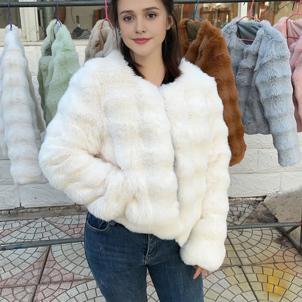 HOOOFUR Faux Fur Coat Women New Style Short Imitation 2025