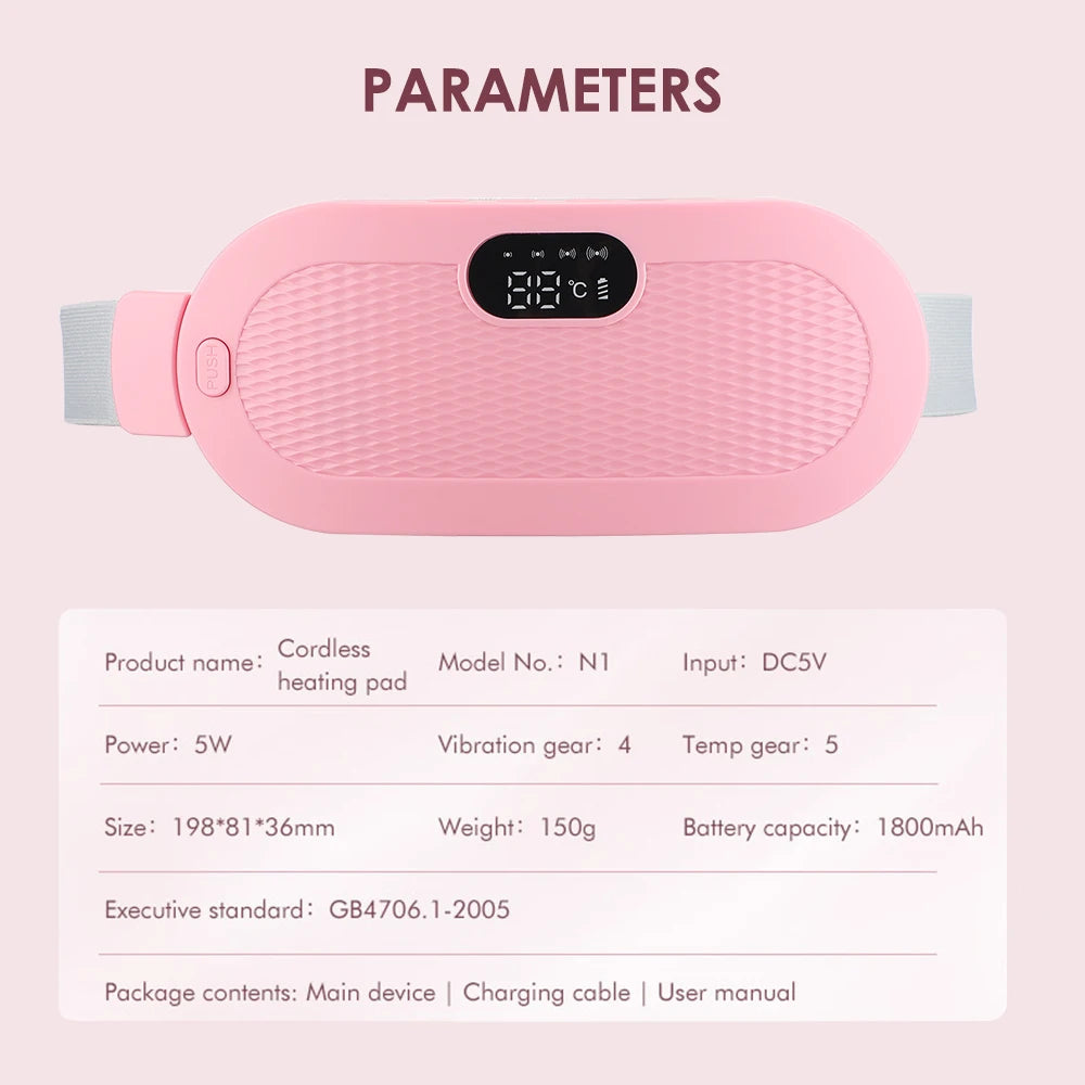 Electric Menstrual Heating Pad Warm Palace Waist Belt Period Cramp Massager Menstrual Heating Pad Dysmenorrhea Relieving Belt