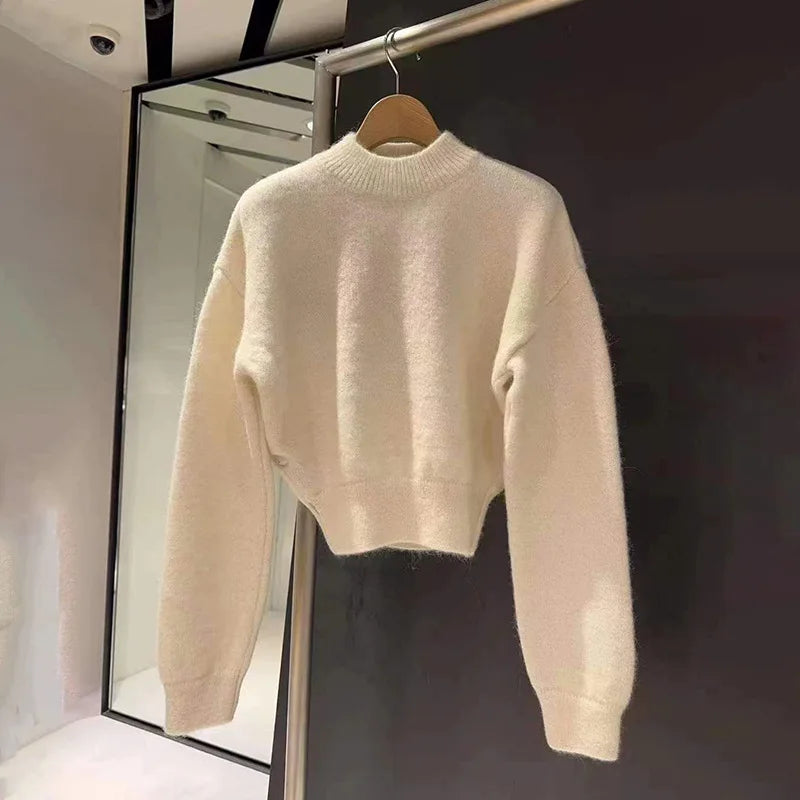 Sweater for Ladies 2024 New Autumn Letter Jacquard O-neck Loose Casual Slim Waist Long Sleeve Pullover