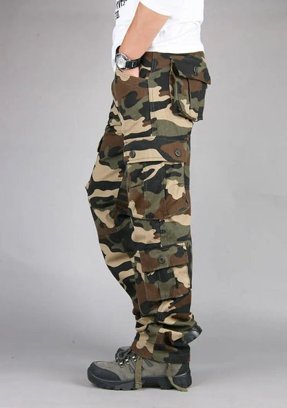 Men's Tactical Camouflage Overalls High-Quality Cotton Multi-Pocket Trousers Sports