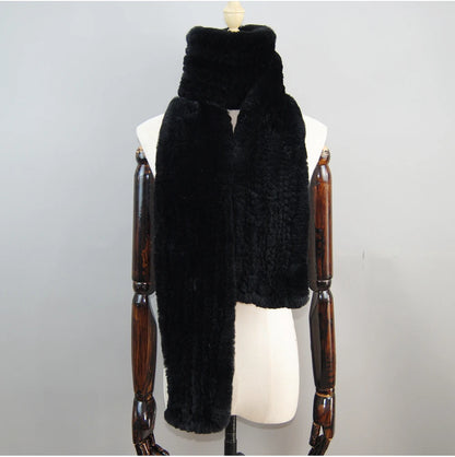 Hot Sale Long Style Real Genuine Rex Rabbit Fur Scarf Winter Knitted 2025