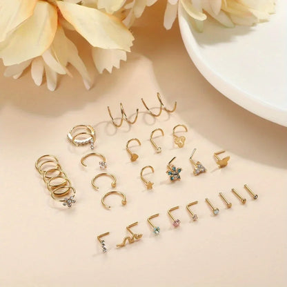 Bobisty 1pc Surgical Steel Nose Ring Set Hypoallergenic Stainless Steel L Shaped for Men Women Stylish Nose Piercing Jewelry