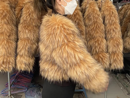 HOOOFUR Faux Fur Coat Women's Jacket Winter Fashion Warm Thick Fox Raccoon Leather 2025