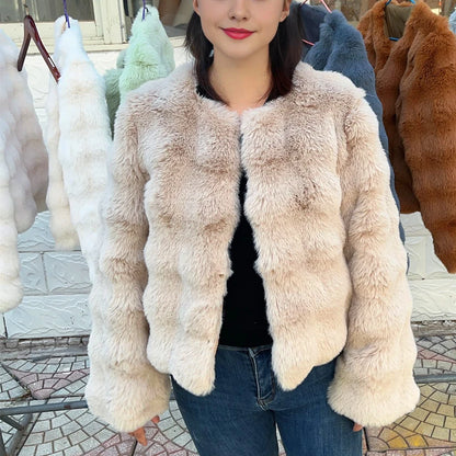 HOOOFUR Faux Fur Coat Women New Style Short Imitation 2025