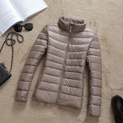 Ultra-light Thin Down Jacket Women 2025 Autumn Winter Slim Short Hooded