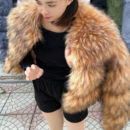 HOOOFUR Faux Fur Coat Women's Jacket Winter Fashion Warm Thick Fox Raccoon Leather 2025