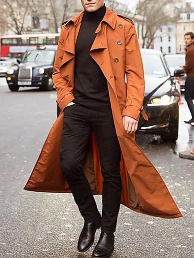 Streetwear Fashion Trench Men's Thin Coat Designer Overlong British Coats 2025