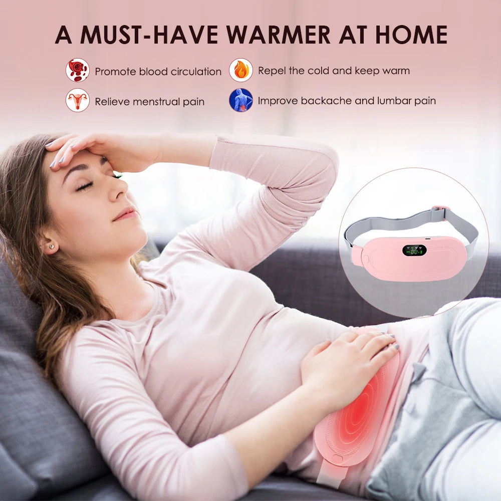 Electric Menstrual Heating Pad Warm Palace Waist Belt Period Cramp Massager Menstrual Heating Pad Dysmenorrhea Relieving Belt