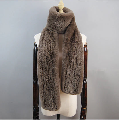 Hot Sale Long Style Real Genuine Rex Rabbit Fur Scarf Winter Knitted 2025