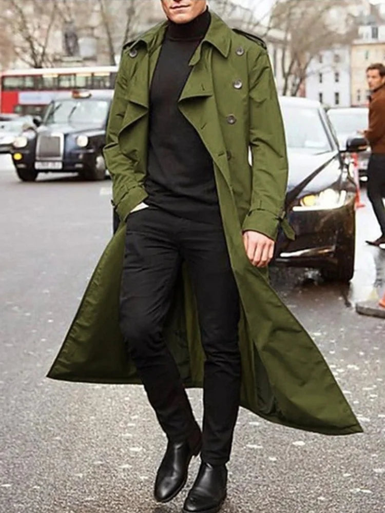 Streetwear Fashion Trench Men's Thin Coat Designer Overlong British Coats 2025