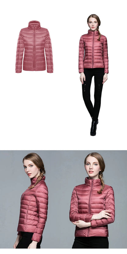 Ultra-light Thin Down Jacket Women 2025 Autumn Winter Slim Short Hooded