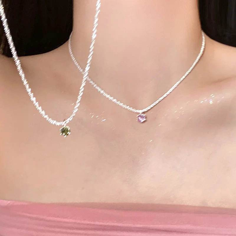 925 Sterling Silver Sparkling Necklace For Women Trendy Clavicle Chain Choker Girl Korean Wedding Party Find Jewelry Accessories