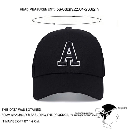 Unisex A Letter Side Ar Embroidery Baseball Caps Adjustable