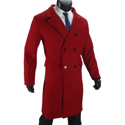 Men Long Double-breasted Coat 2025