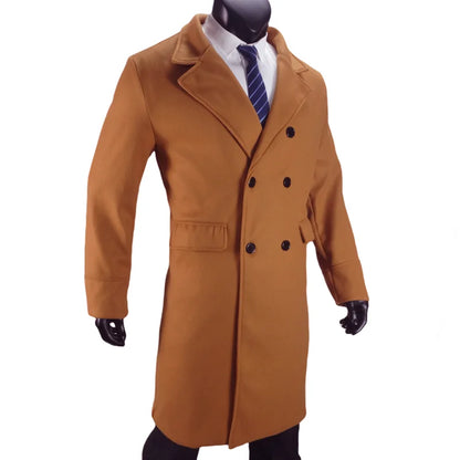 Men Long Double-breasted Coat 2025