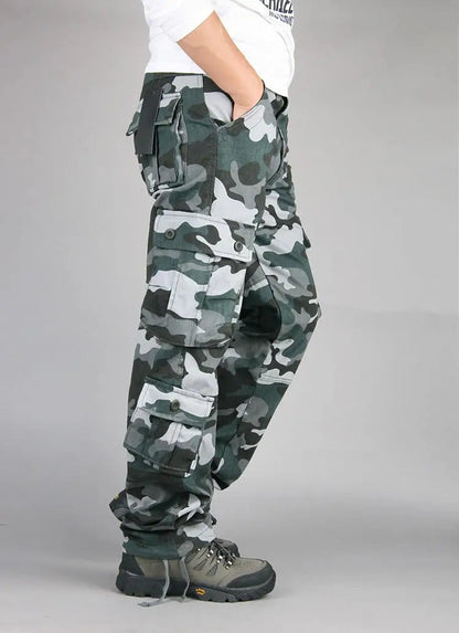 Men's Tactical Camouflage Overalls High-Quality Cotton Multi-Pocket Trousers Sports