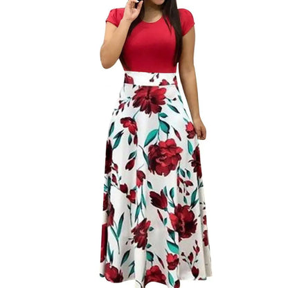 Women's Long Dress Flower Retro Printed Patchwork Long Sleeve Banquet 2025