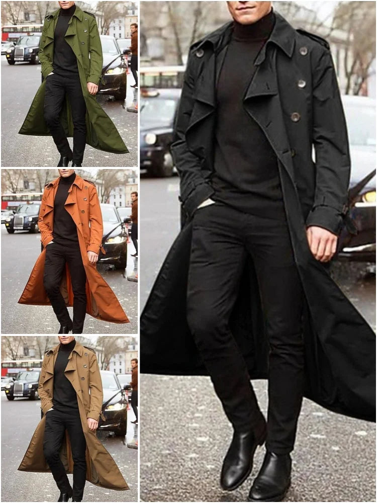 Streetwear Fashion Trench Men's Thin Coat Designer Overlong British Coats 2025