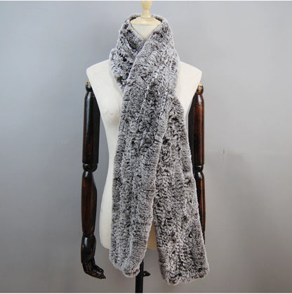 Hot Sale Long Style Real Genuine Rex Rabbit Fur Scarf Winter Knitted 2025