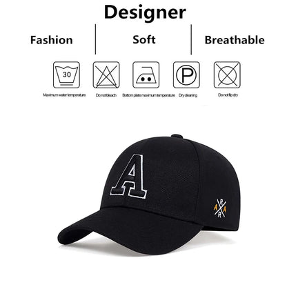 Unisex A Letter Side Ar Embroidery Baseball Caps Adjustable