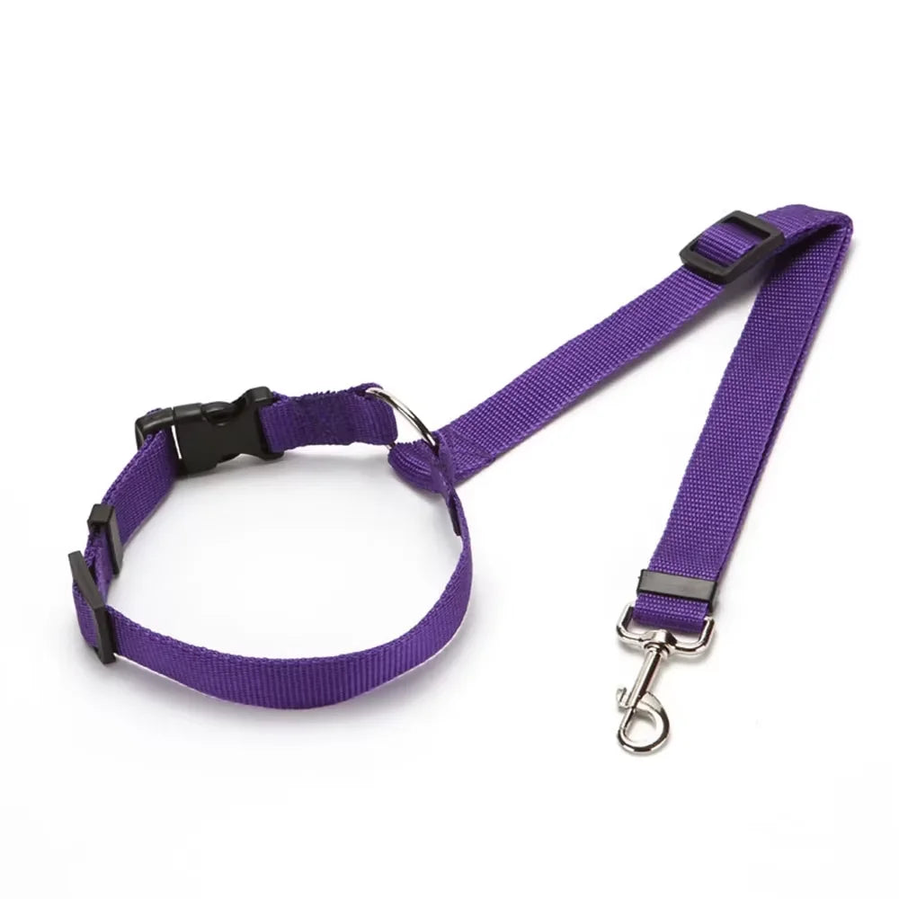 Solid Color Two-in-one Pet Car Seat Belt Nylon Lead Leash Backseat Safety Belt 2025