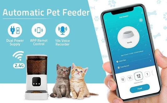 Smart Automatic Pet Feeder 6L Capacity with Camera Voice Recordings for Cats Dogs Intelligent Dry Food Dispenser