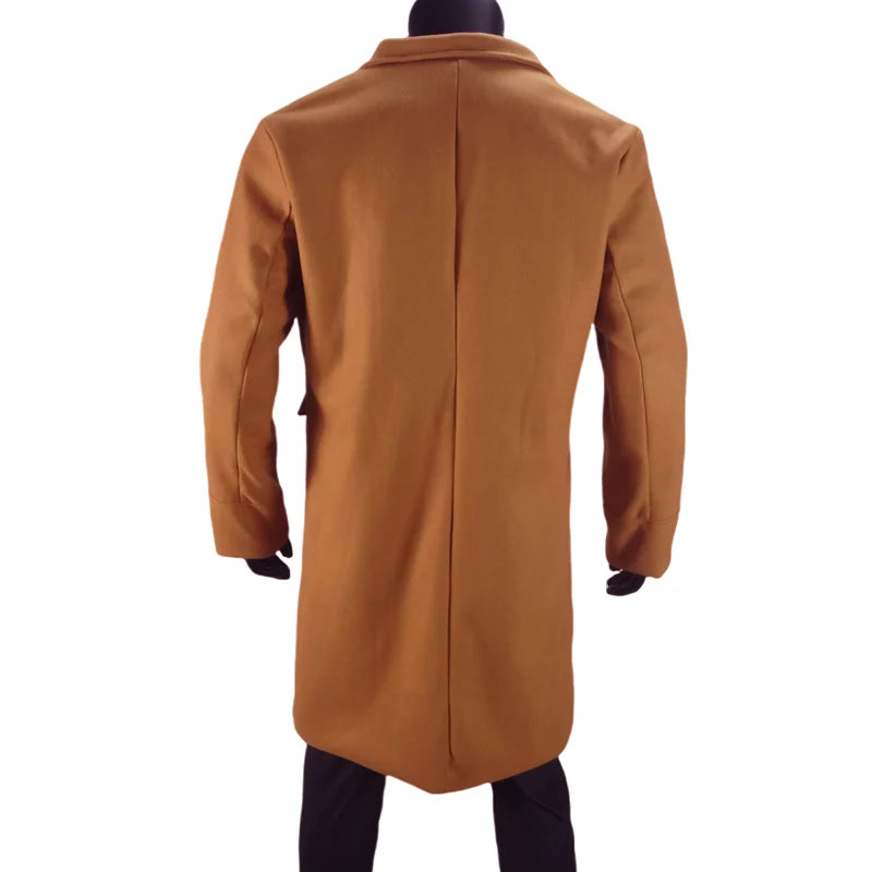 Men Long Double-breasted Coat 2025