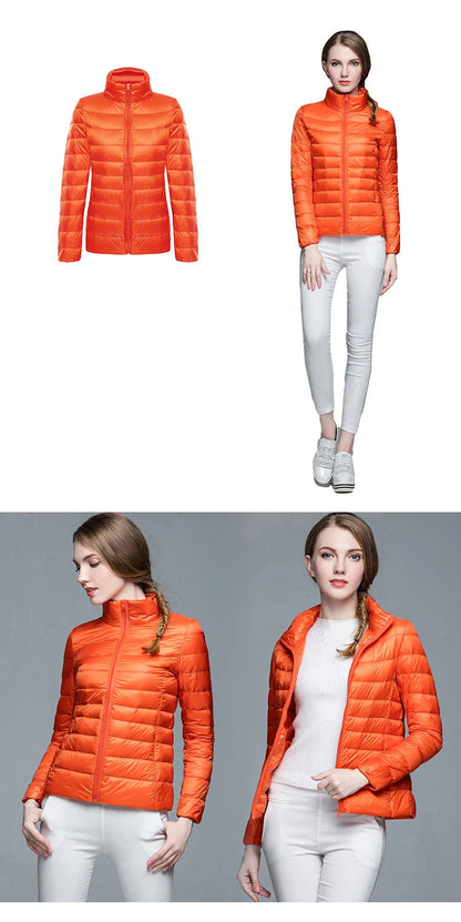 Ultra-light Thin Down Jacket Women 2025 Autumn Winter Slim Short Hooded