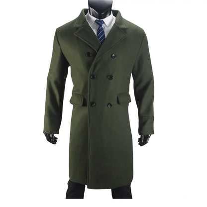 Men Long Double-breasted Coat 2025