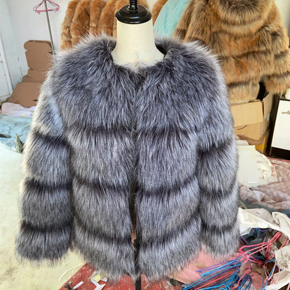 HOOOFUR Faux Fur Coat Women's Jacket Winter Fashion Warm Thick Fox Raccoon Leather 2025