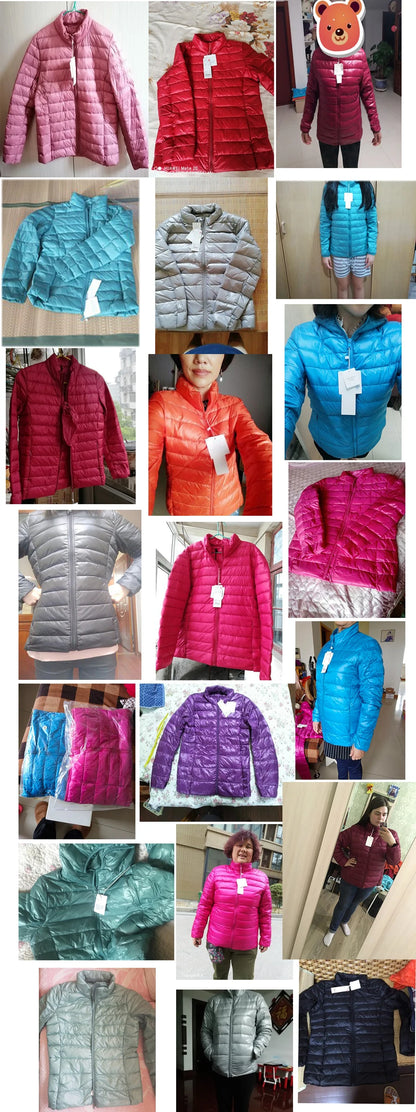 Ultra-light Thin Down Jacket Women 2025 Autumn Winter Slim Short Hooded