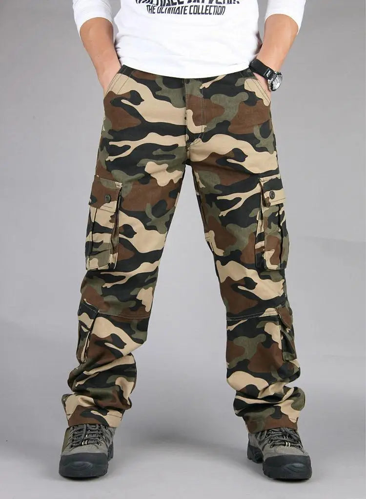 Men's Tactical Camouflage Overalls High-Quality Cotton Multi-Pocket Trousers Sports