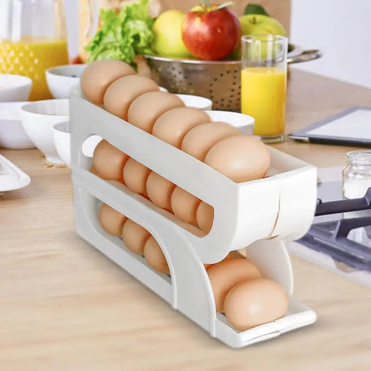 3 Layers Automatic Rolling Egg Holder Fridge Egg Storage Box Container Kitchen Refrigerator Egg Dispenser Fridge Organizer