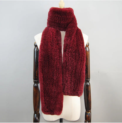 Hot Sale Long Style Real Genuine Rex Rabbit Fur Scarf Winter Knitted 2025