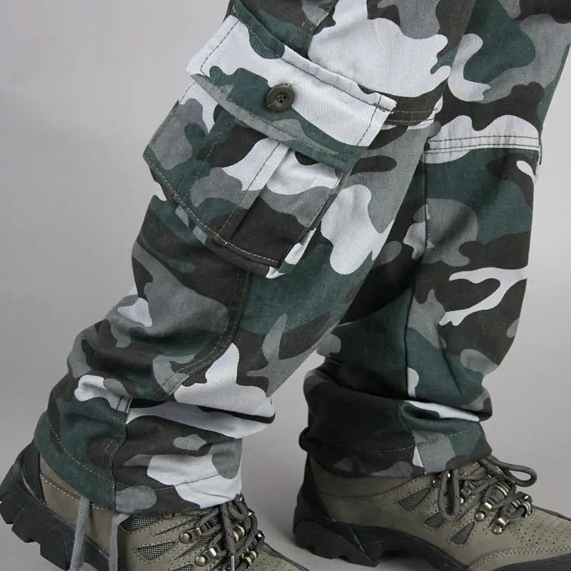 Men's Tactical Camouflage Overalls High-Quality Cotton Multi-Pocket Trousers Sports